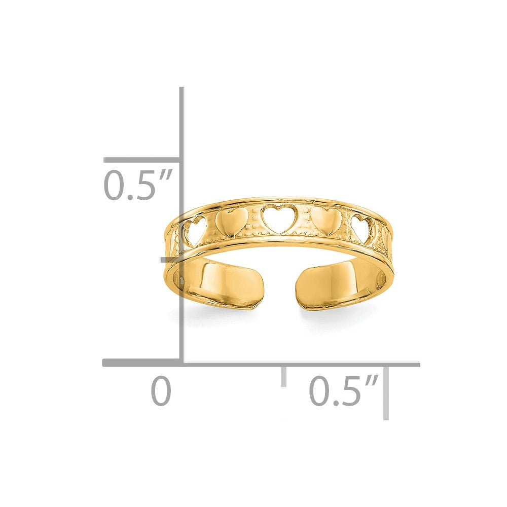 14k Polished w/ Hearts Toe Ring