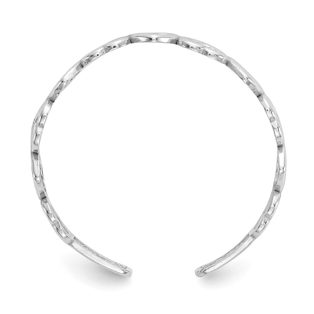 10k White Gold Polished Cut Out Hearts Toe Ring