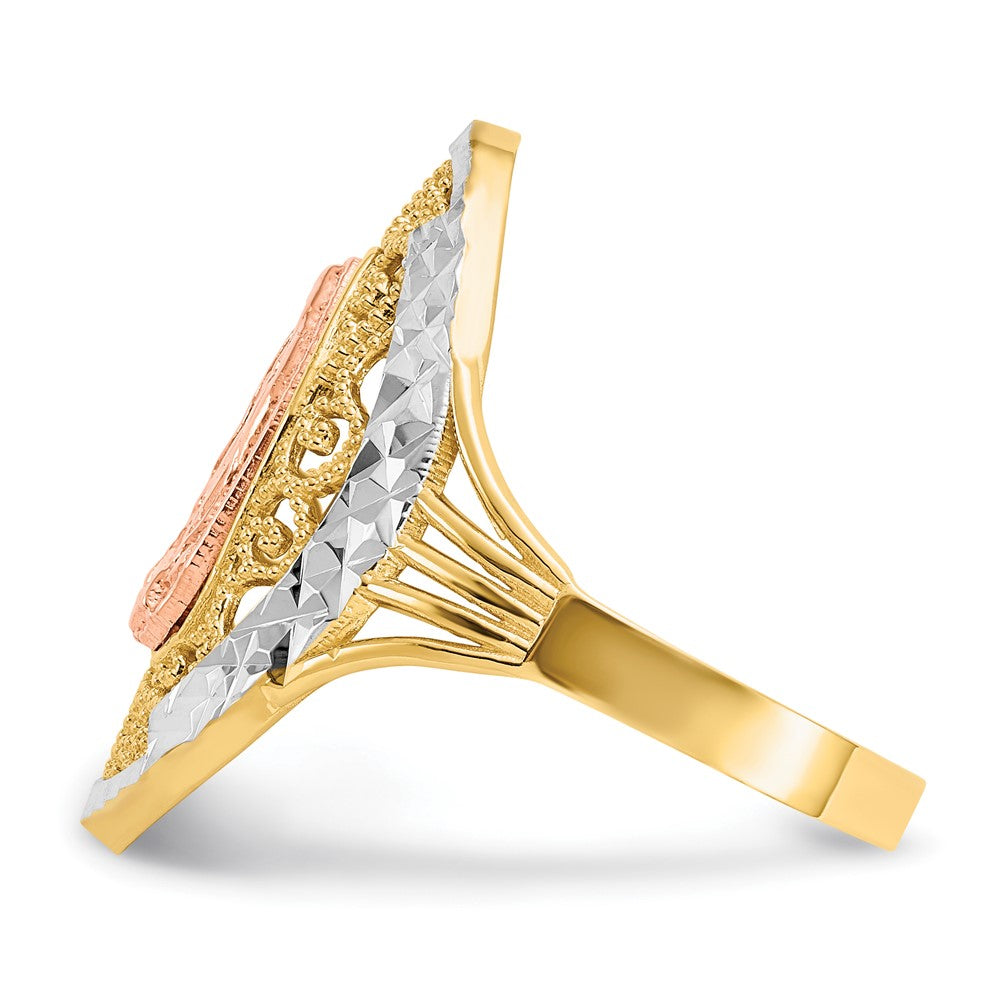 14K Two-tone w/White Rhodium Filigree Guadalupe Ring