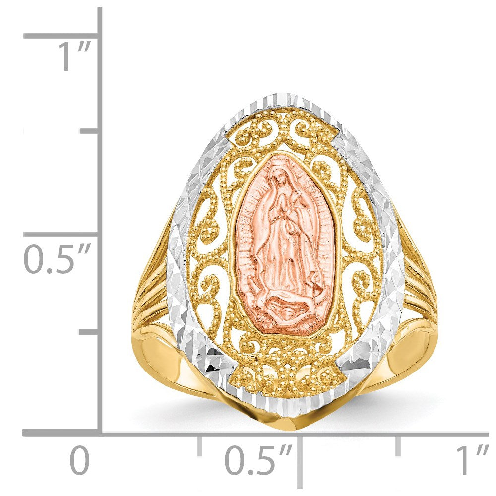14K Two-tone w/White Rhodium Filigree Guadalupe Ring