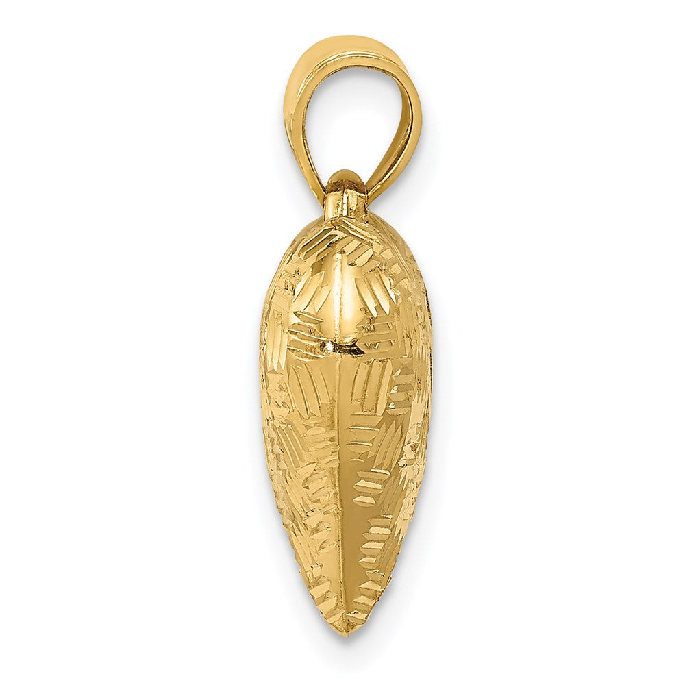 14K Polished Basket Weave Pattern 3-D Heart Pendant