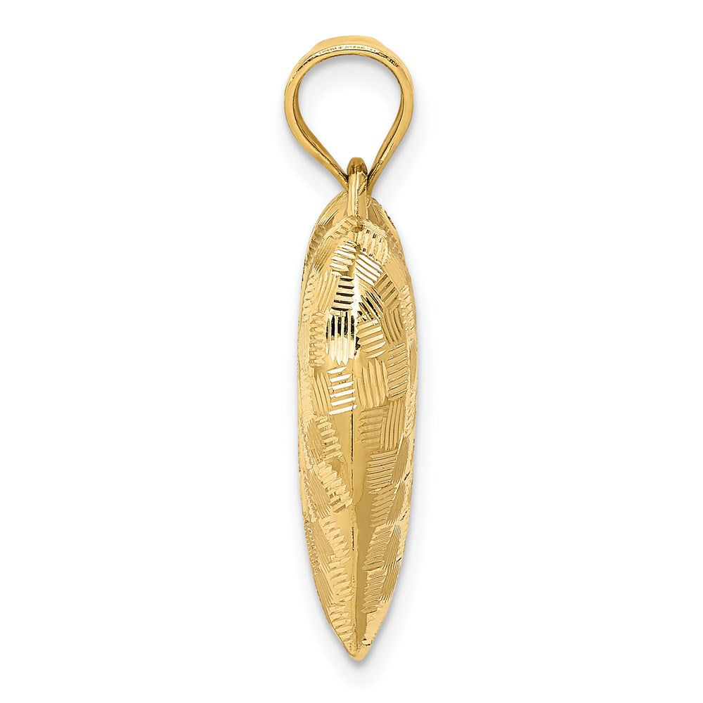 14K Polished Basket Weave Pattern 3-D Heart Pendant