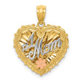 14k Tri-color Polished #1 MOM Shadowbox Pendant
