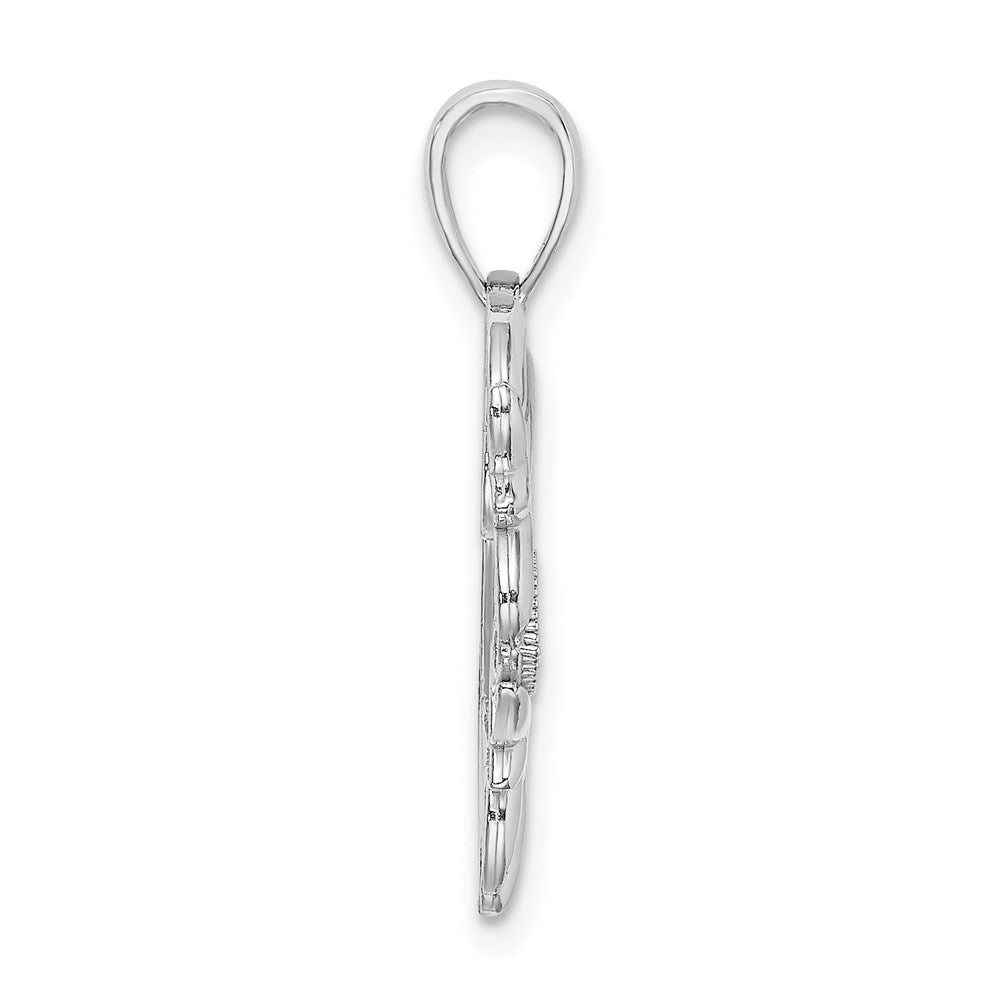 14K White Gold Heart w/MOM Charm