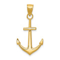 14K Gold Polished Anchor Pendant