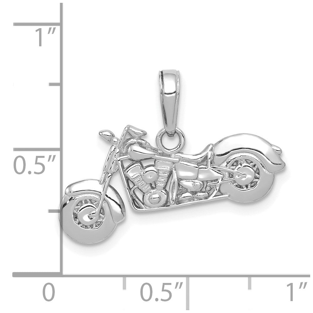 14K White Gold Gold Polished / Textured 3-D Motorcycle Pendant
