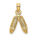 14K Gold 3D Polished Textured Ballerina Slippers Charm
