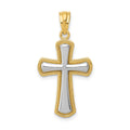 14k Rhodium Polished Cross Pendant