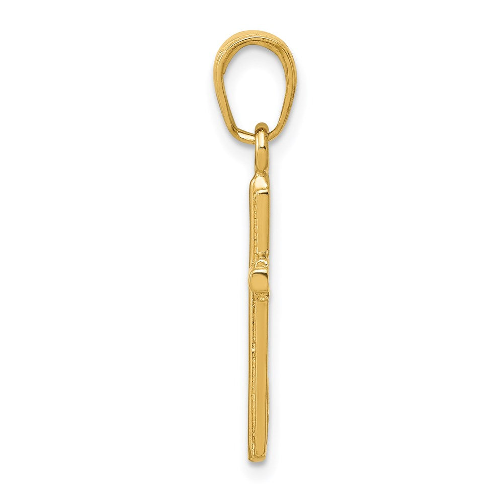 14K Polished Cross With Striped Border Pendant