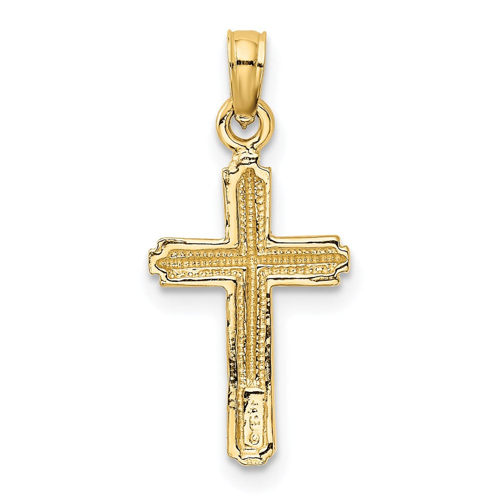 14K Polished Cross With Striped Border Pendant