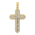 14K Two-tone Gold Polished 2 Level Cross Pendant