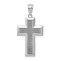 14K White Gold Polished / Textured Cross Pendant