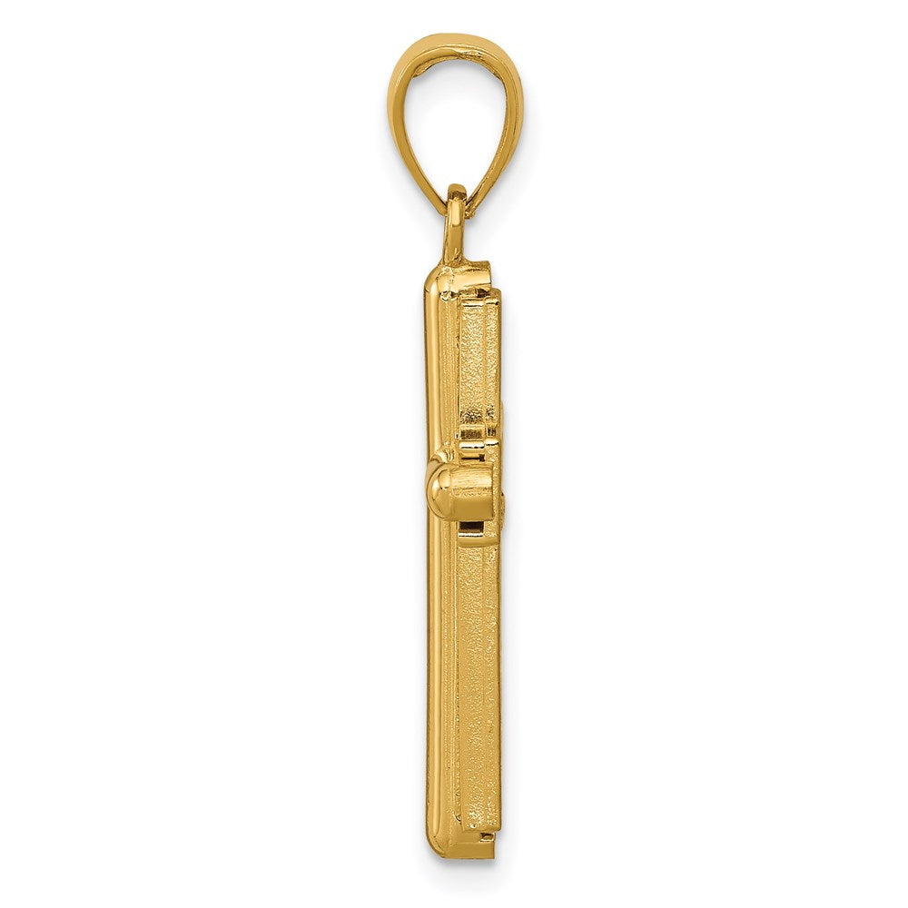 14K Gold Polished Beveled Stick Cross W/Frame Pendant