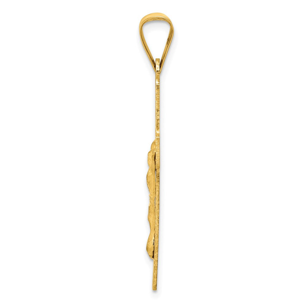 14k Polished Satin and D/C Crucifix Pendant
