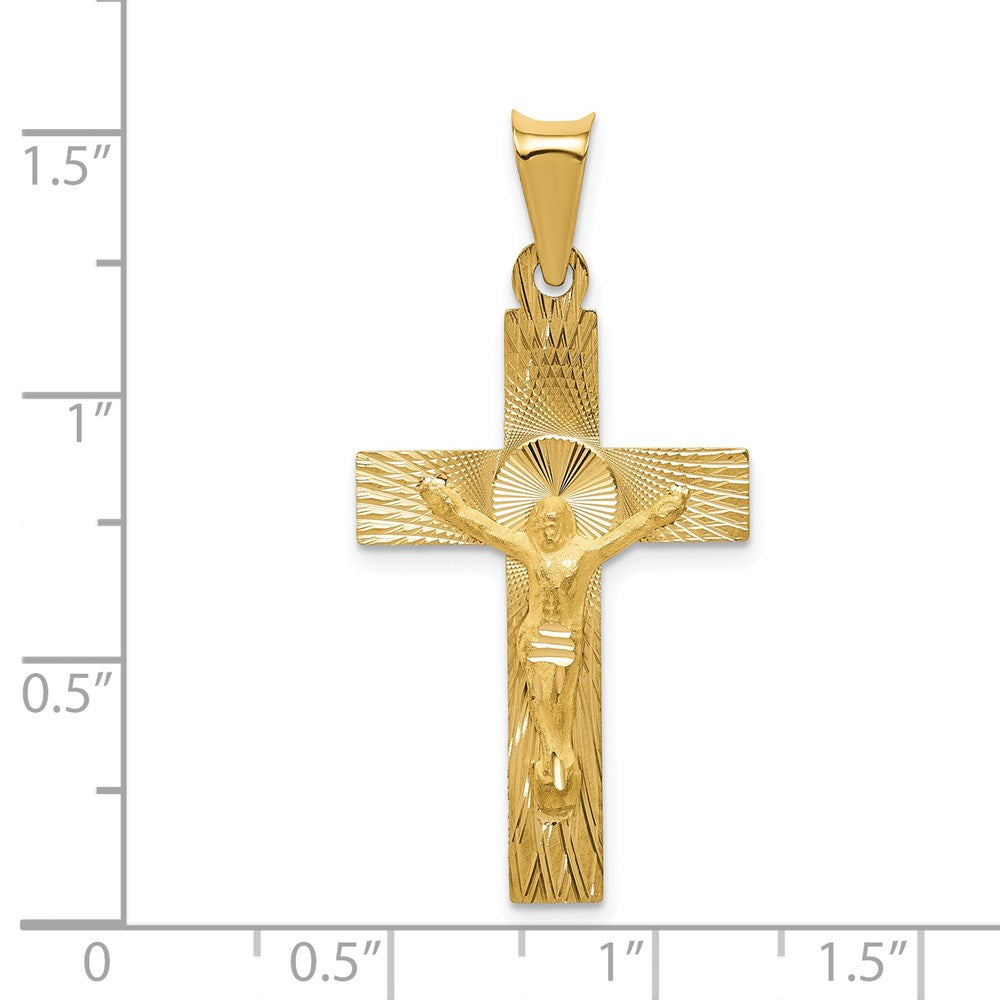 14k Polished Satin and D/C Crucifix Pendant