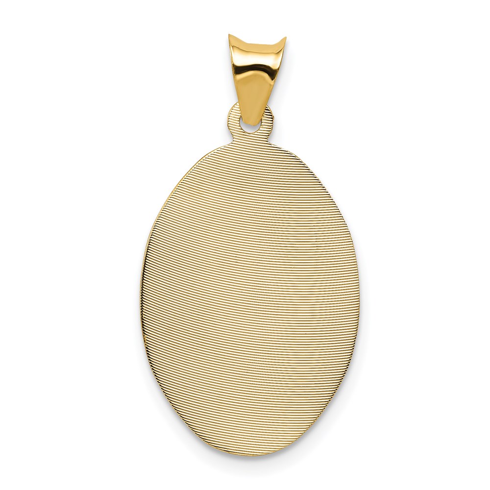 14K Polished D/C Sagrado Corazon Oval Pendant