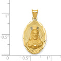 14K Polished D/C Sagrado Corazon Oval Pendant