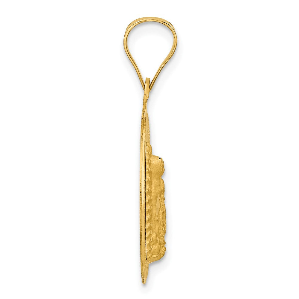14K Polished D/C Lady Of Guadalupe Circle Pendant