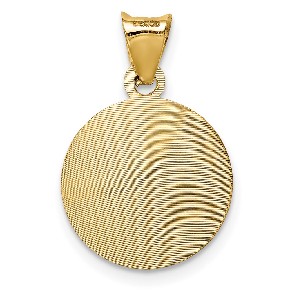 14K w/Rhodium Polished D/C Lady Of Guadalupe Circle Pendant