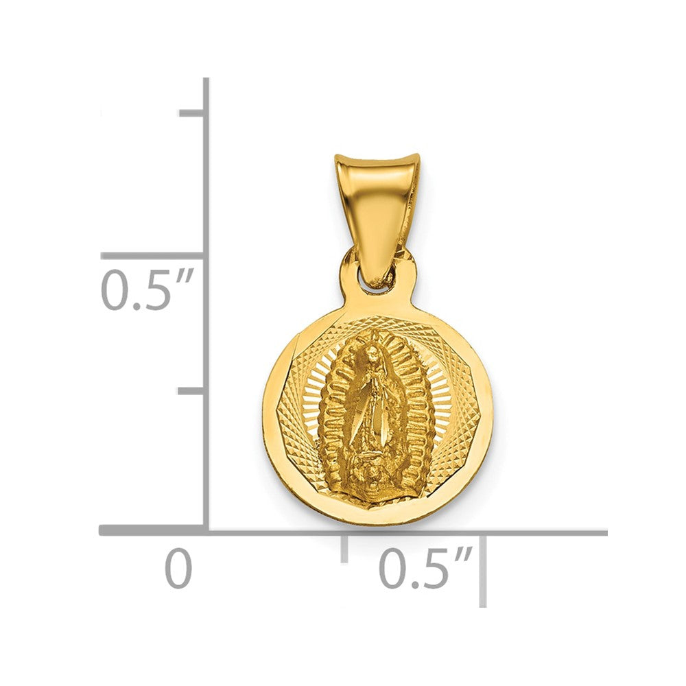 14K Polished D/C Lady Of Guadalupe Circle Pendant