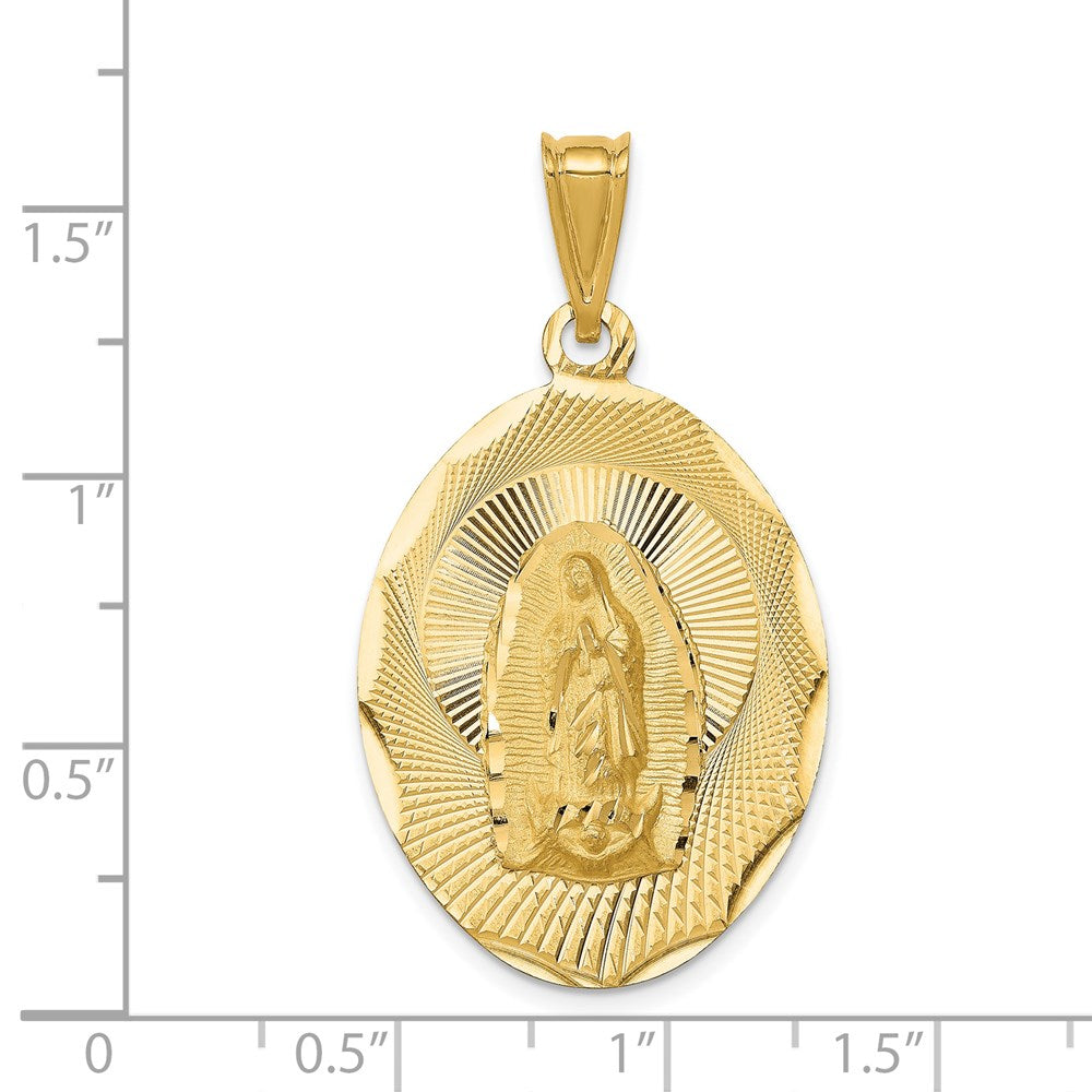 14K Polished D/C Lady Of Guadalupe Oval Pendant