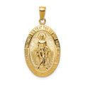 14K Gold Satin and Polished Finish Miraculous Medal Pendant