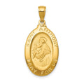 14k Saint Anthony Oval Medal Solid Pendant