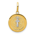 14k With Rhodium Circle St. Benedict Medal Pendant