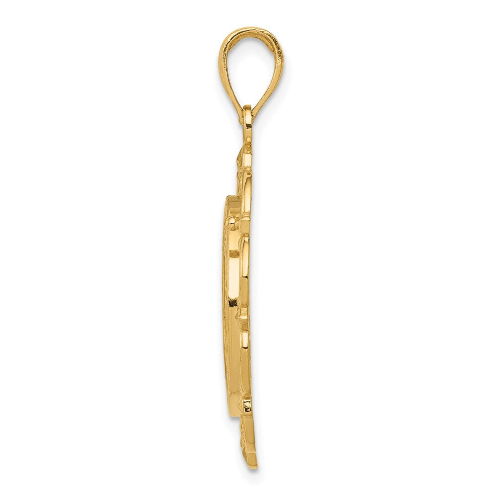14K Gold Polished / Satin Saint Michael Medal Pendant