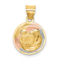 14K w/Rose and White Rhodium D/C Baptism Pendant