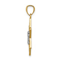 14k Two-tone Gold Polished Star of David w/Chai Pendant