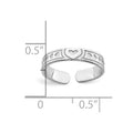 14K White Gold Polished Hearts Toe Ring