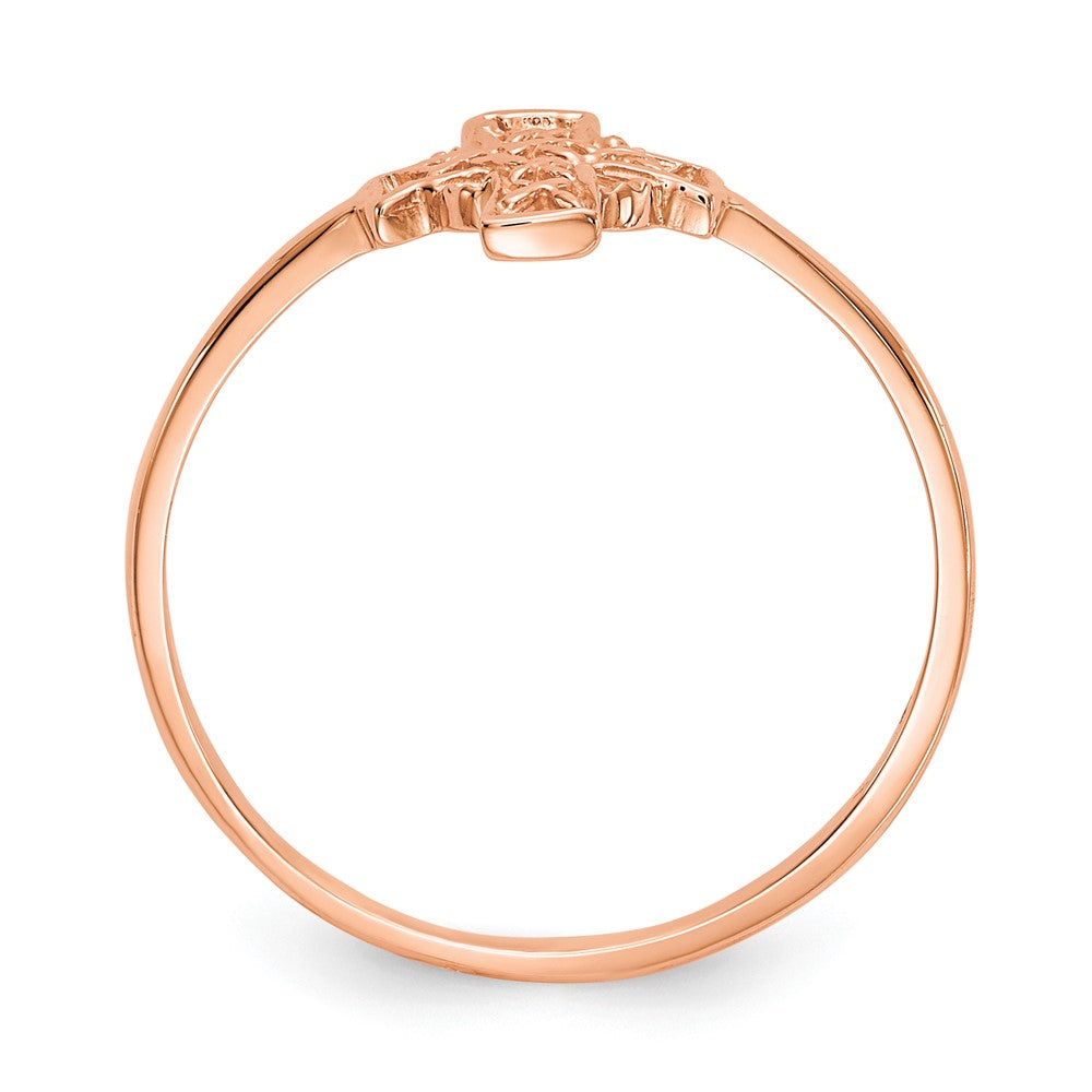 14k Rose Gold Polished Celtic Cross Ring