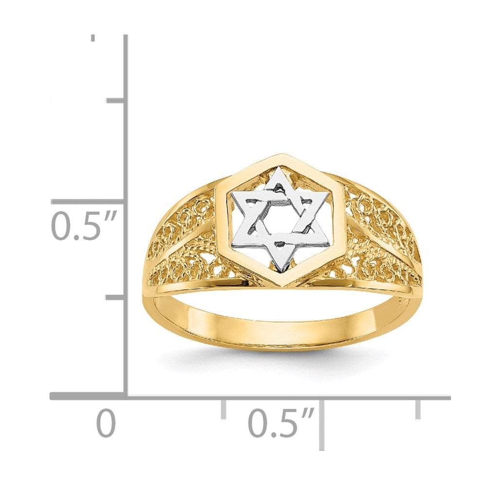 14k Two-Tone Polished Star of David Ring