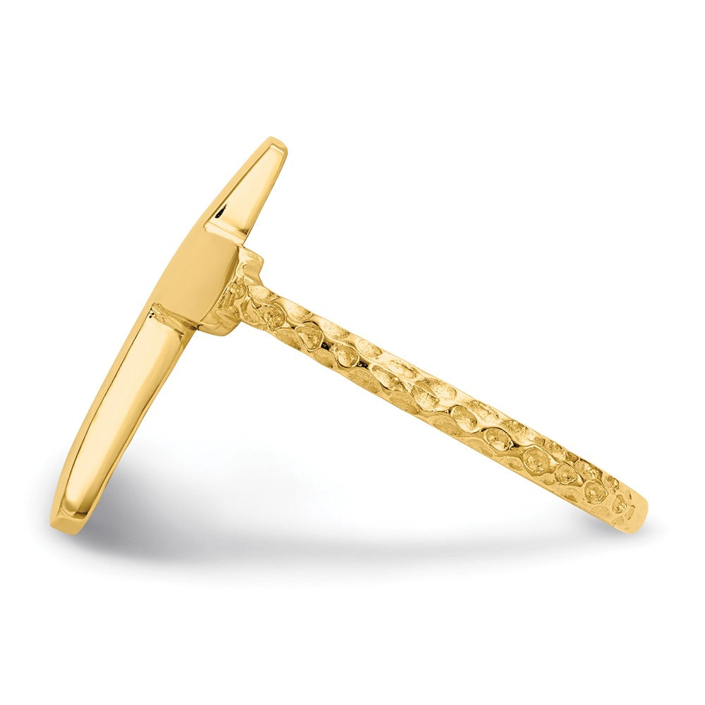 14k Polished Textured Cross Ring