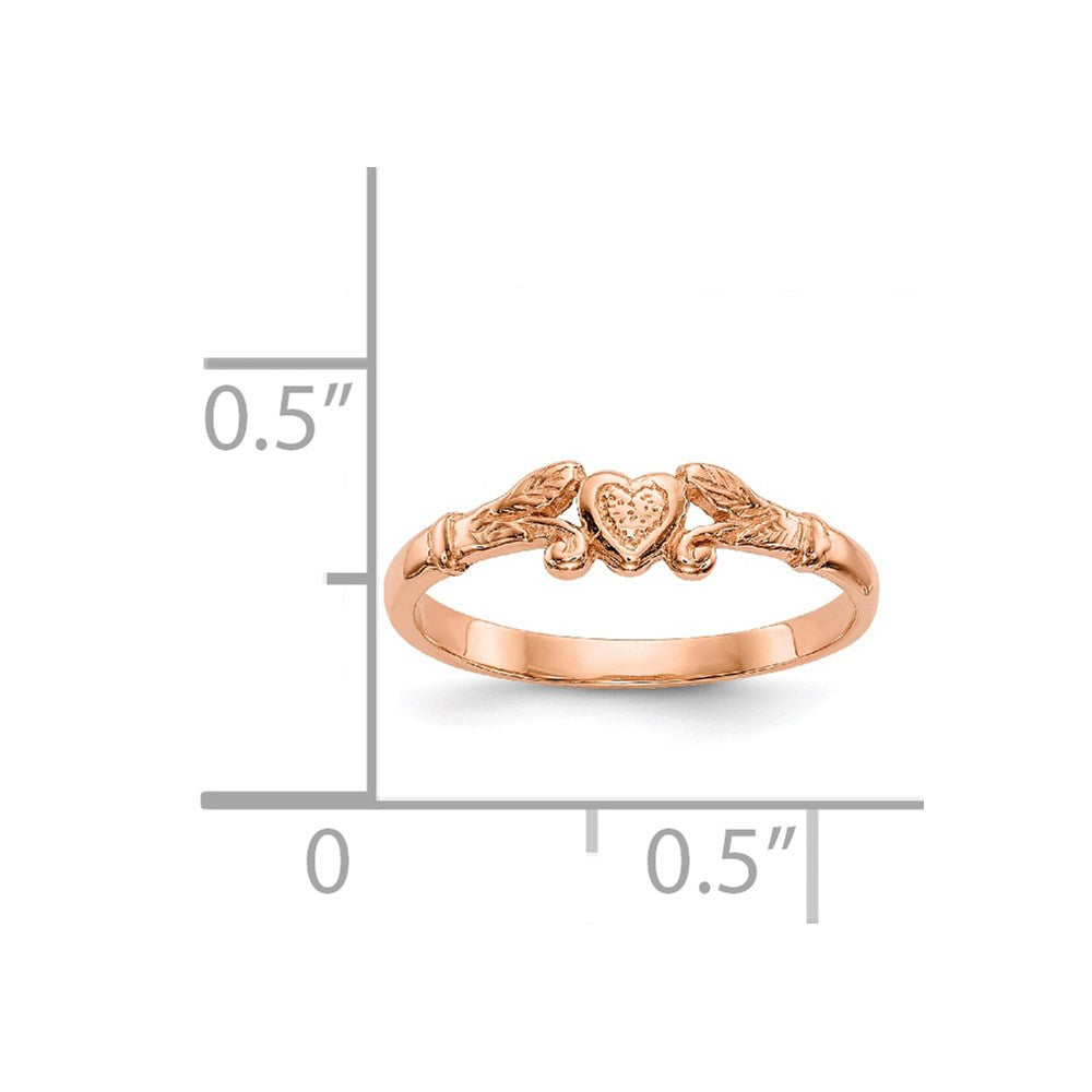 14K Rose Gold Textured Mini Heart Baby Ring