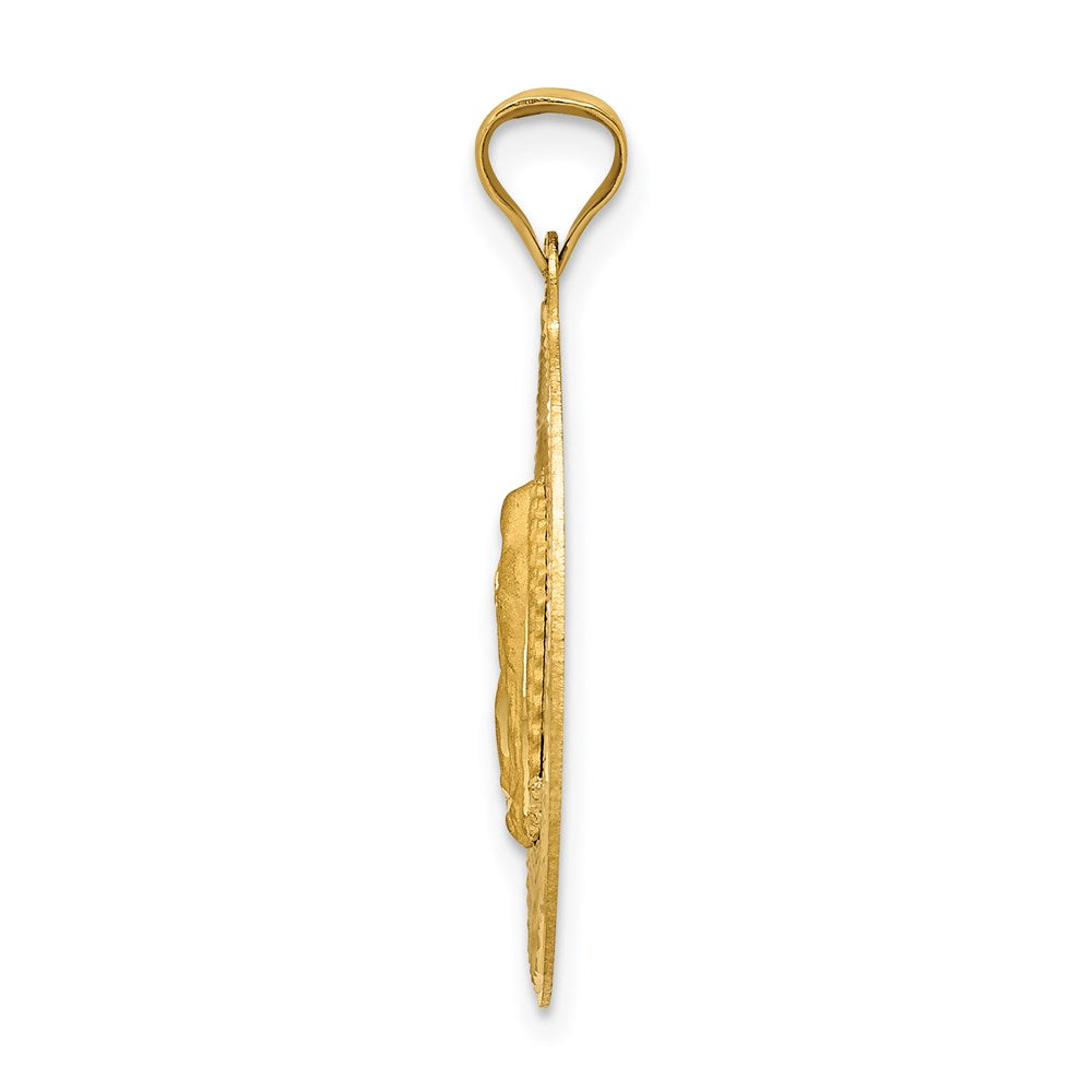 14K w/Rhodium D/C Lady Of Guadalupe Oval Pendant