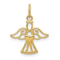 14k Polished Small Angel w/Heart Pendant