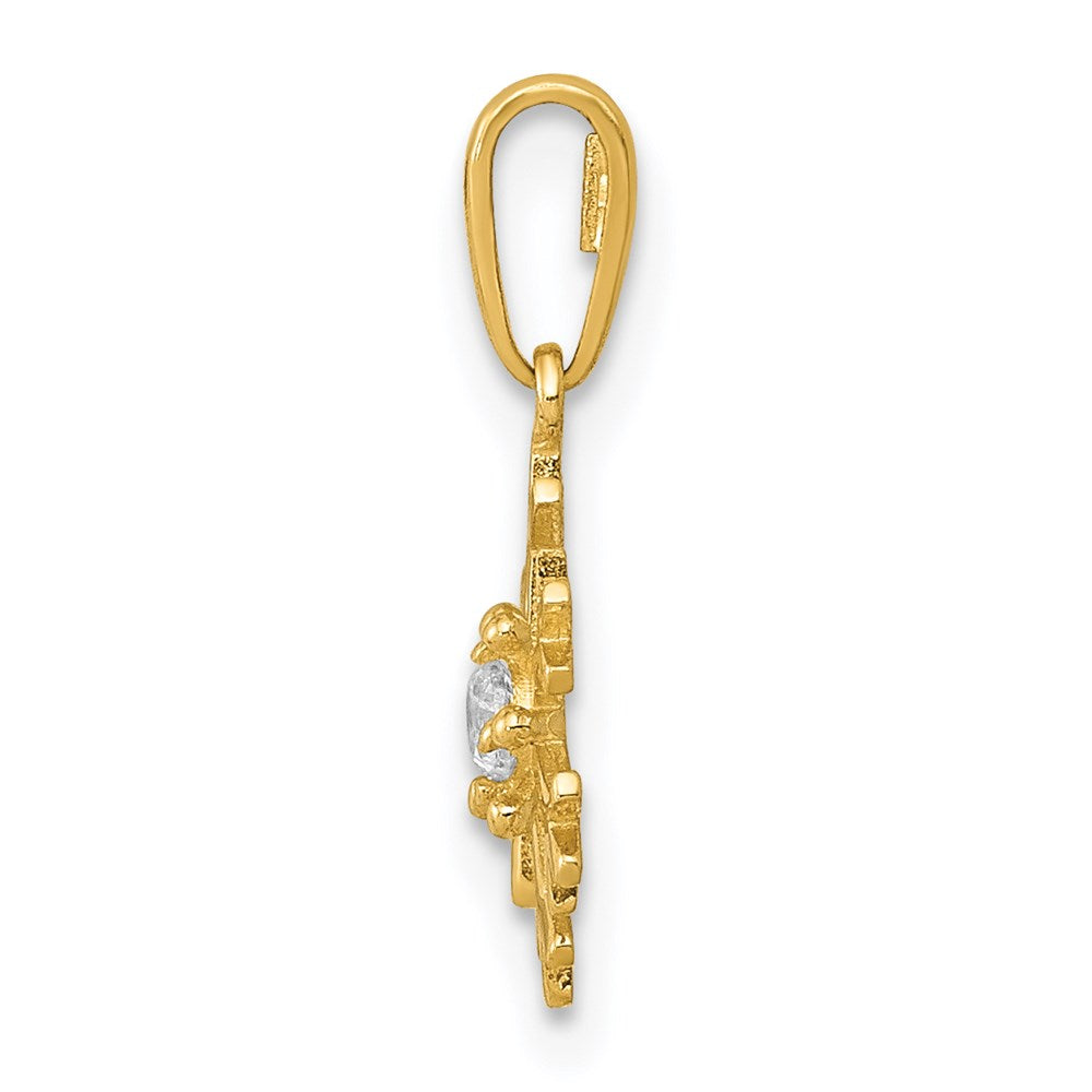 14k Polished CZ Snowflake Charm