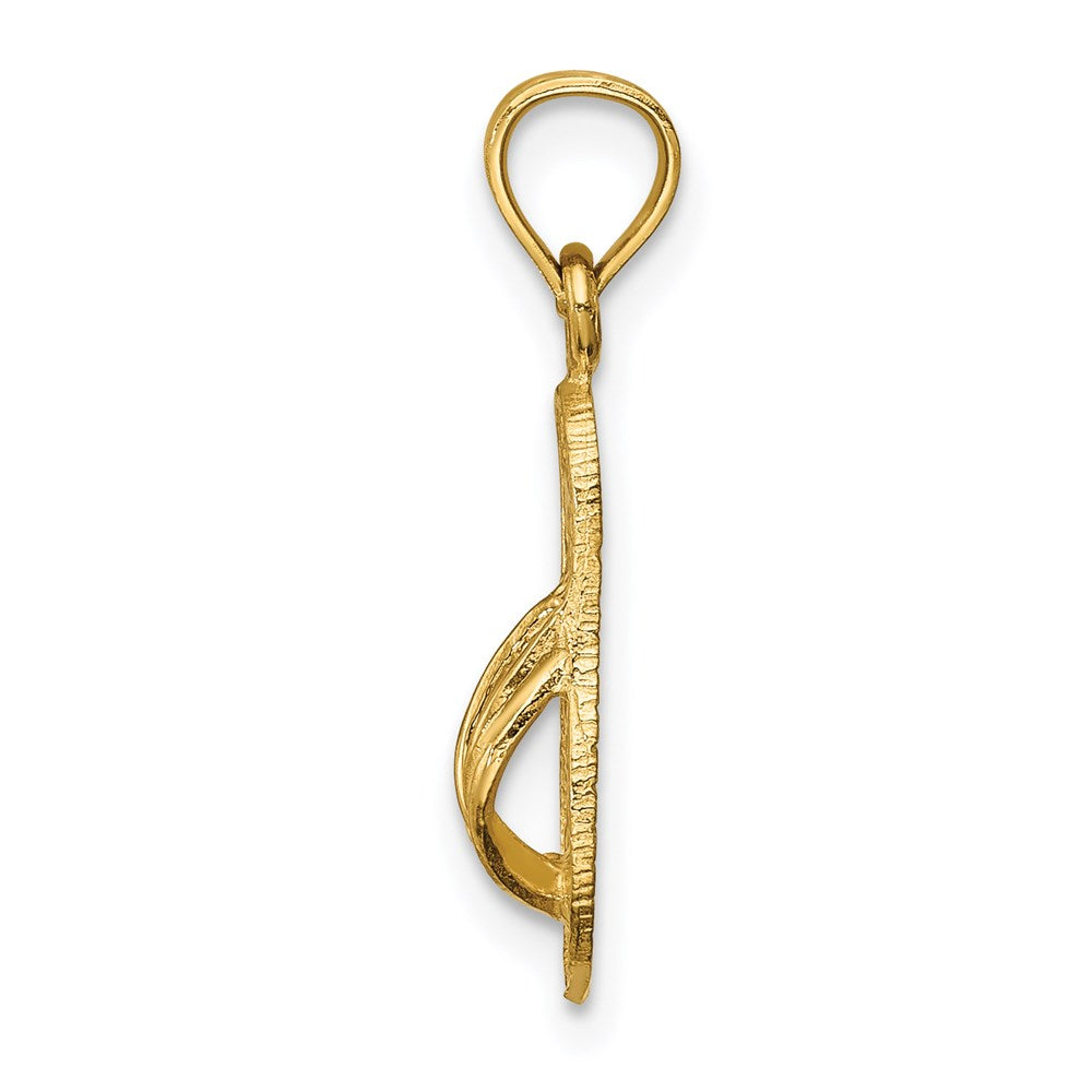 14k 3D Polished And Textured Flip Flop Pendant
