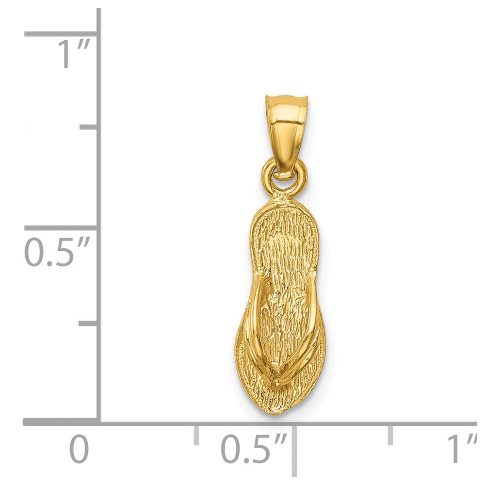 14k 3D Polished And Textured Flip Flop Pendant
