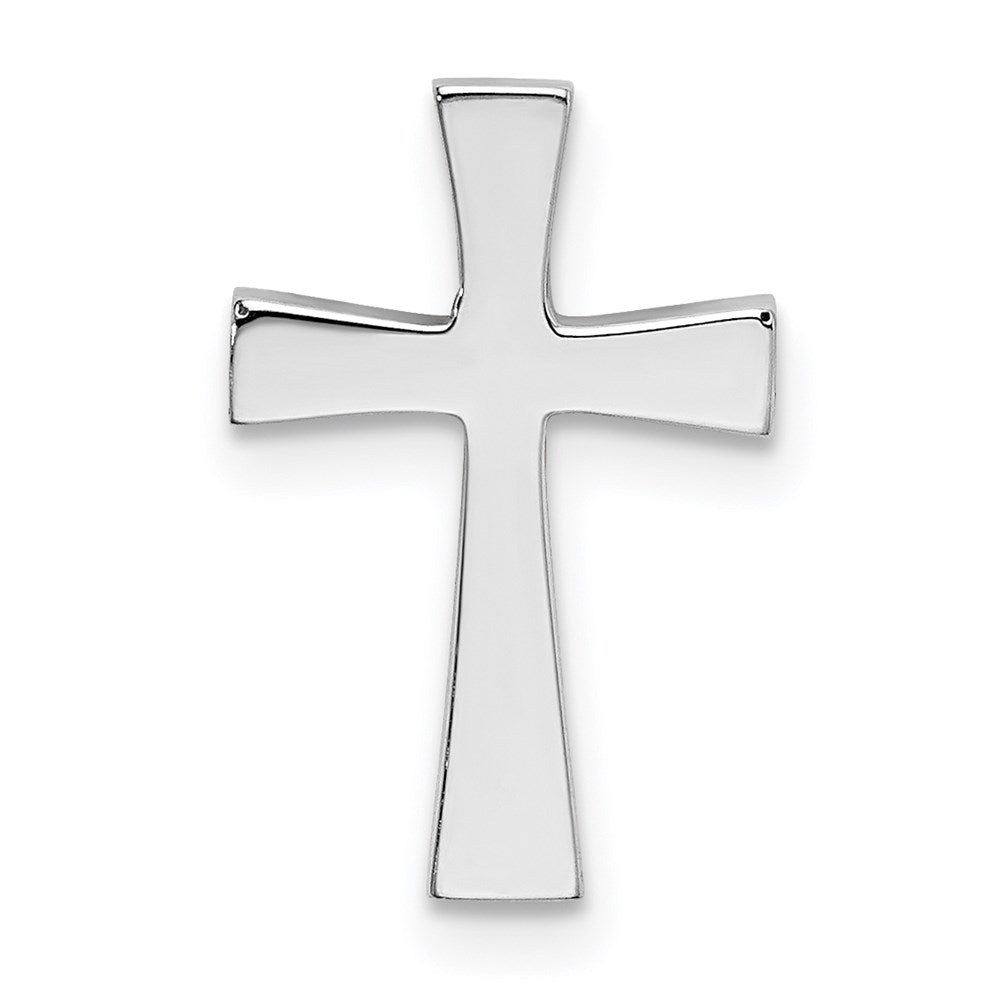 14k White Gold Polished Cross Chain Slide w/ textured back