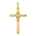 14K Polished w/Center Wrap Tube Cross Pendant
