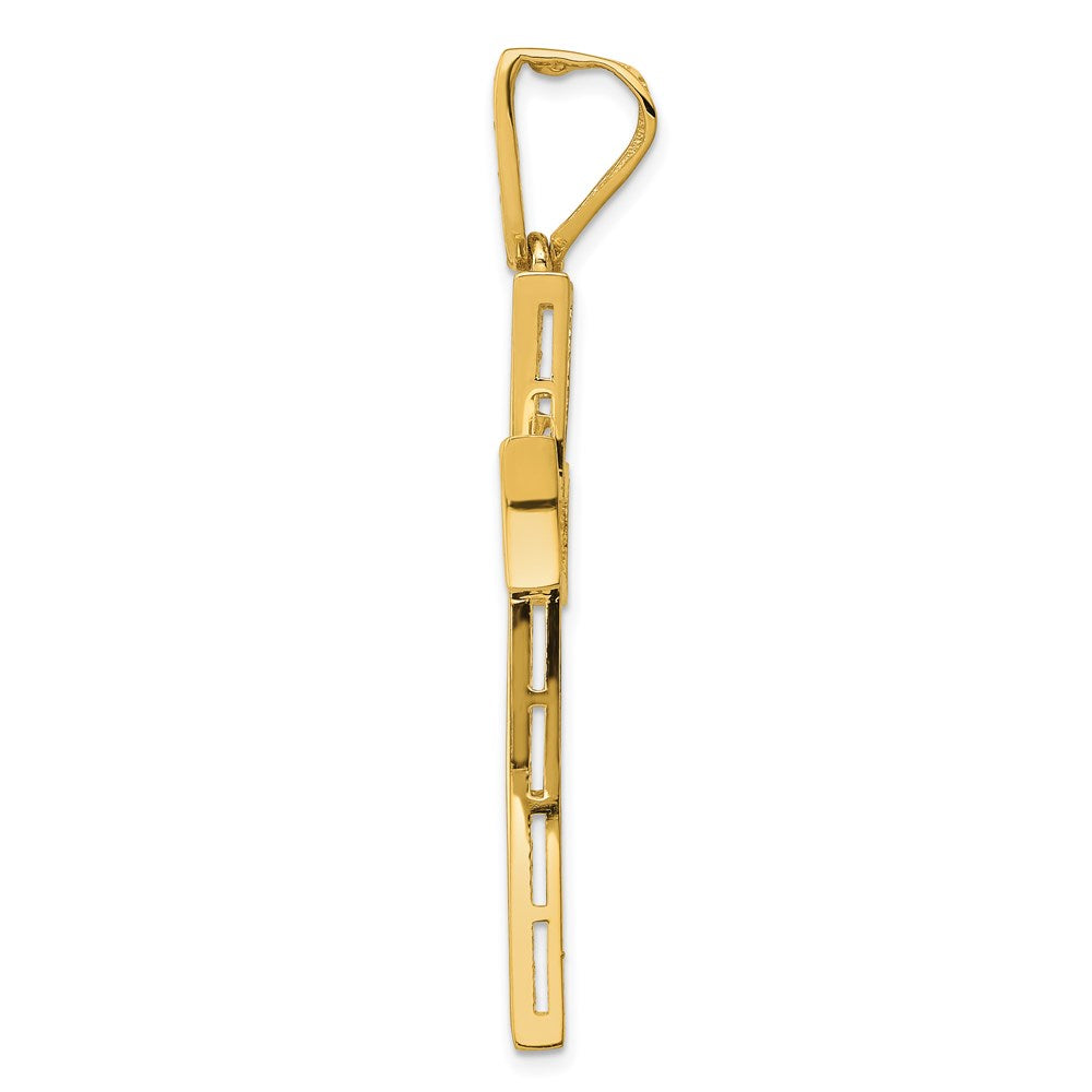 14k w/Rhodium Micro Pavé CZ Large Cross Pendant