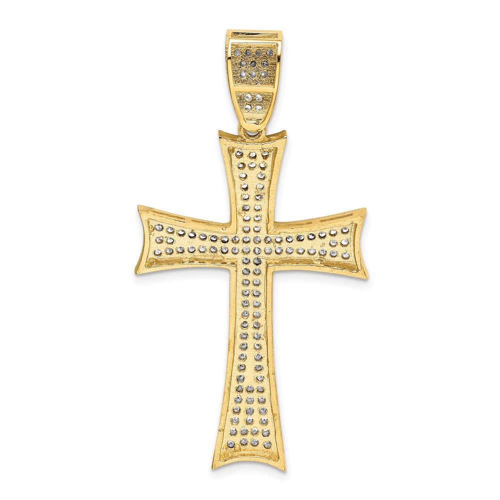 14k w/Rhodium Micro Pavé CZ Large Cross Pendant