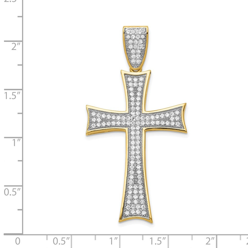 14k w/Rhodium Micro Pavé CZ Large Cross Pendant