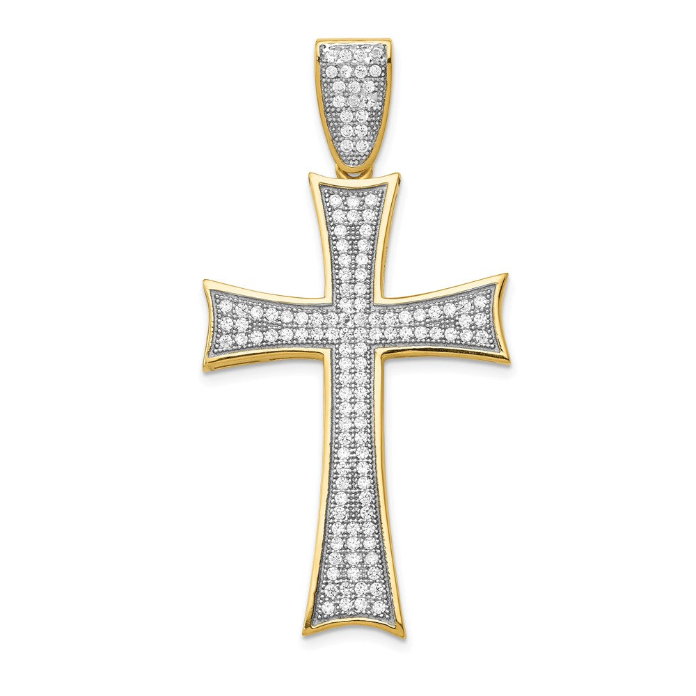14k w/Rhodium Micro Pavé CZ Large Cross Pendant