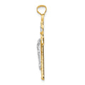 14k Two-Tone and Rhodium INRI Crucifix Pendant