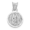 14k White Gold Our Lady of Guadalupe Semi-solid Round Pendant