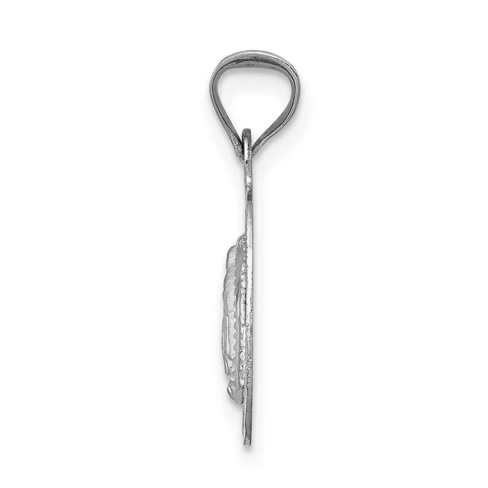 14k White Gold Our Lady of Guadalupe Semi-solid Oval Pendant